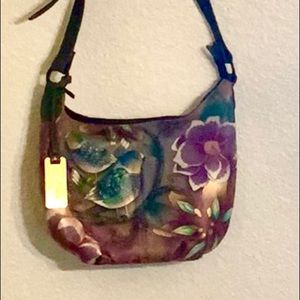 Anuschka bird and flower design purse